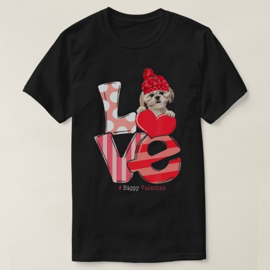 LOVE Shih Tzu Dog Valentine Day 2021 Funny Women T-shirt (Design voorkant)