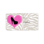 Love Shoes Label Sticker Zebra High Hiel Shoe (Voorkant)