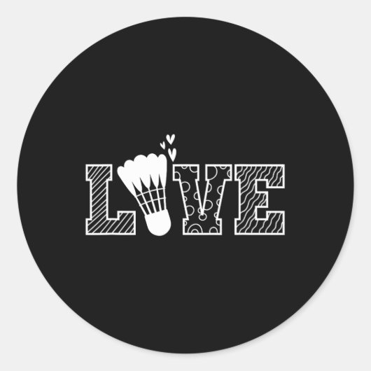 Love Shuttle Dminton-racket Ronde Sticker (Voorkant)