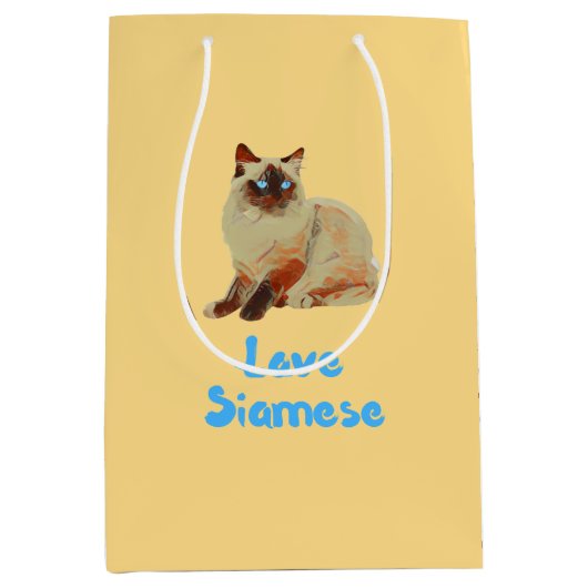 Love Siamese Cats Medium Cadeauzakje (Voorkant)