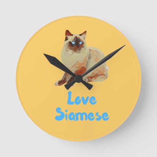 Love Siamese Cats Ronde Klok (Voorkant)