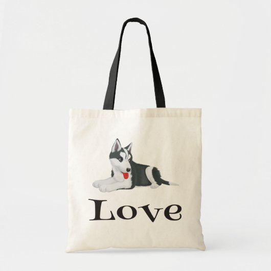 Love Siberian Husky Puppy Dog Canvas tas (Voorkant)