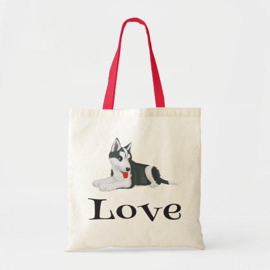 Love Siberian Husky Puppy Dog Canvas tas (Voorkant)