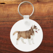 Love Siberian Husky Puppy Dog Pink Sleutelhanger (Voorkant)