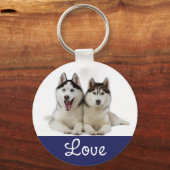 Love Siberian Husky Puppy Dog Portrait Sleutelhang Sleutelhanger (Voorkant)
