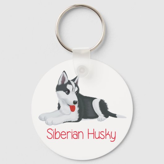 Love Siberian Husky Puppy Dog Sleutelhanger (Voorkant)