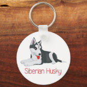 Love Siberian Husky Puppy Dog Sleutelhanger (Voorkant)