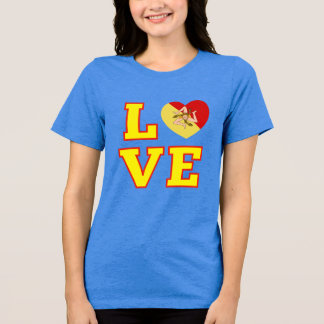 LOVE Sicily Sicilian Trinacria as the O in Love Tri-Blend Shirt