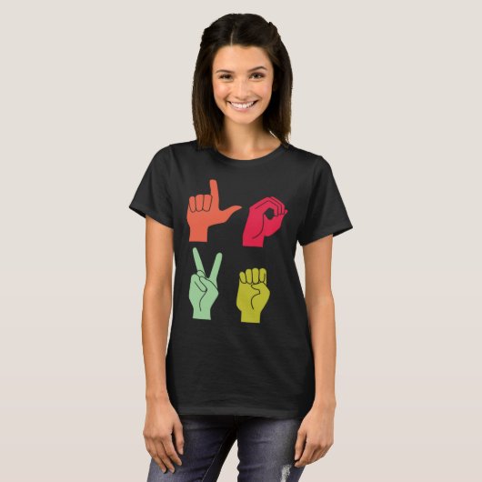 Love Sign ASL Deaf Pride T-shirt (Voorkant volledig)