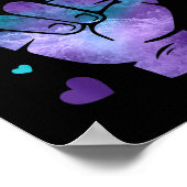 Love Sign Blauwgroen &amp; Paarse Ribbon Suicide P Poster (Hoek)