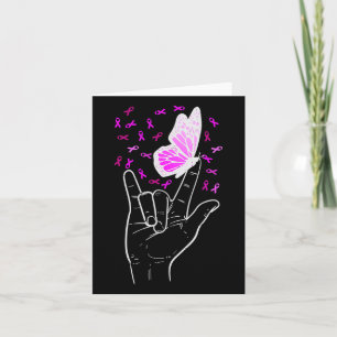 Love Sign Butterfly Borstkanker Awareness Pink R Kaart