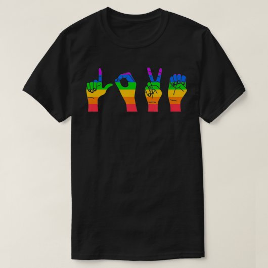 Love Sign Language Cute ASL LGBTQ Gay Pride Flag A T-shirt (Design voorkant)