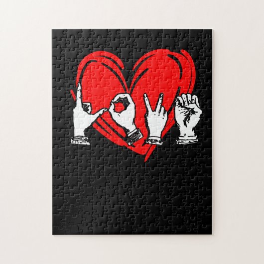 Love Sign Language Heart ASL Valentijnsdag Gift Legpuzzel (Verticaal)