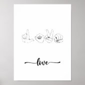 Love Sign Language Line Art Poster (Voorkant)
