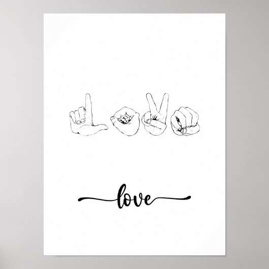 Love Sign Language Line Art Poster (Voorkant)