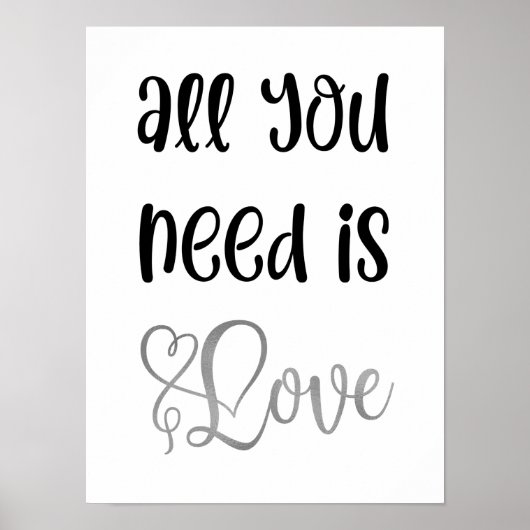 Love Silver Quote Art|Romantic Cute Typography Poster (Voorkant)