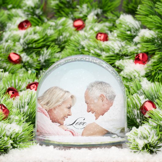 Love Simple Modern Script 2 Photo Snow Wereldbol Sneeuwbol (Kerstmis)