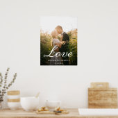 Love Simple Pas getrouwd Photo Elegant Wedding Poster (Keuken)