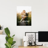 Love Simple Pas getrouwd Photo Elegant Wedding Poster (Thuiskantoor)