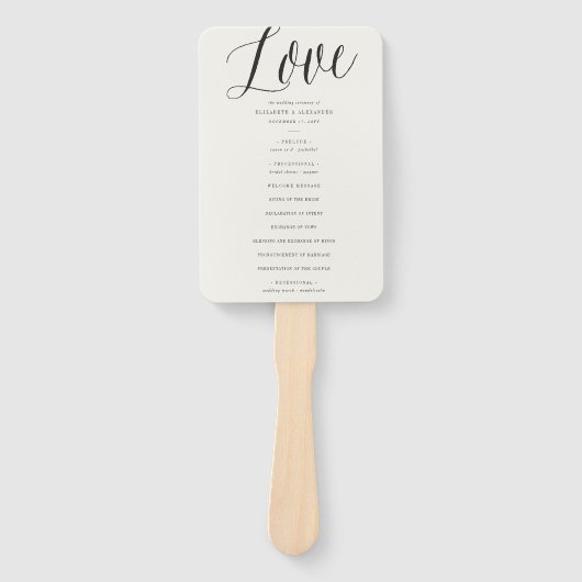 Love Simple Script Geometric Chic Wedding Program Handwaaier (Voorkant)