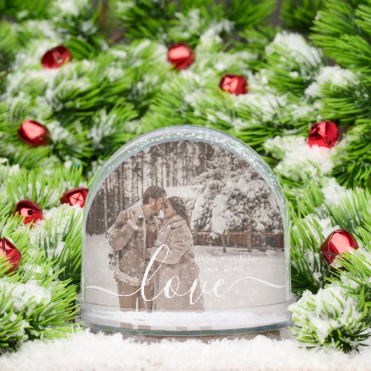 Love Simple Script Modern 2 Photo Sneeuwbol (Kerstmis)