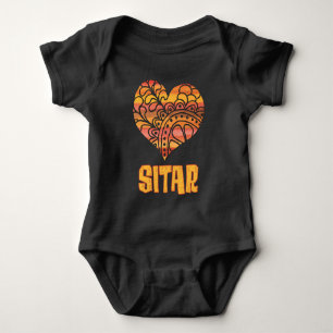 Love Sitar Oranje Mandala Hart Indische Muziek Romper