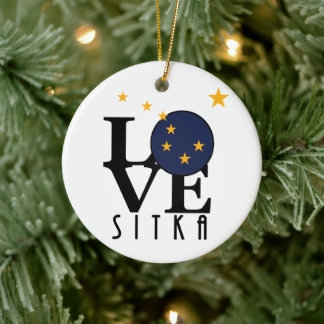 LOVE Sitka Alaska Keramisch Ornament