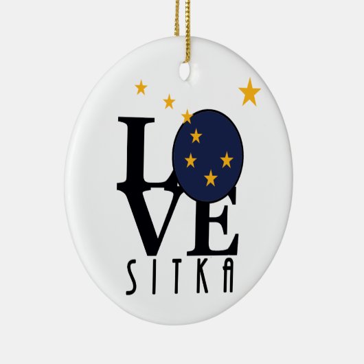 LOVE Sitka Alaska Keramisch Ornament (Rechts)