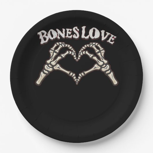Love Skeleton Hand Classic Papieren Bordje (Voorkant)