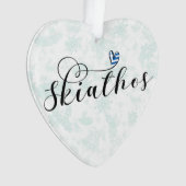 Love Skiathos Design with Greek Flag Ornament (voorkant)