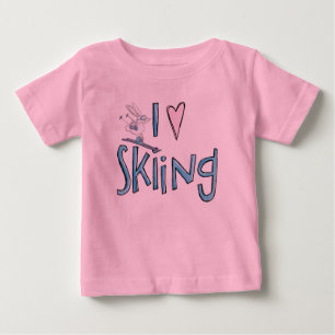 Love skiën kinder schattige bunny skier tshirt