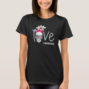 Love Skull Daisy Flower American Flag Ma Life T-shirt