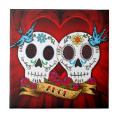 Love Skulls and Bluebird Tile Tegeltje (Voorkant)