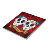 Love Skulls and Bluebird Tile Tegeltje (Zijkant)