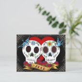 Love Skulls Day of the Dead Briefkaart (Staand voorkant)