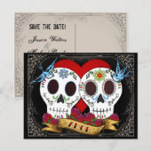Love Skulls Save the Date Briefkaart (Voorkant / Achterkant)