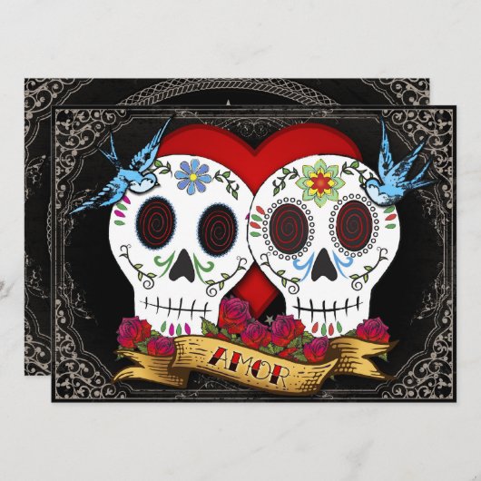 Love Skulls uitnodiging (Voorkant / Achterkant)