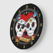 Love Skulls Wall Clock Grote Klok (Hoek)