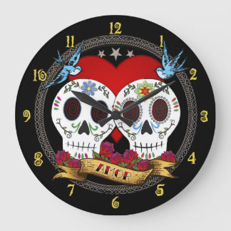 Love Skulls Wall Clock Grote Klok