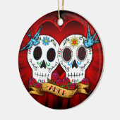 Love Skulls with Bluebird Ornament (Links)
