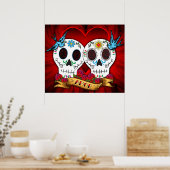 Love Skulls with Bluebirds Poster/Print Poster (Keuken)