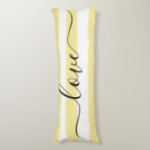 Love Sleep Yellow White Striped Waterverf Lichaamskussen (Voorkant Verticaal)