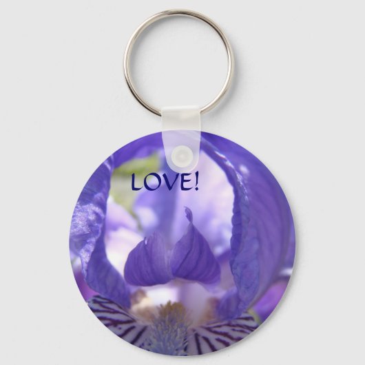 LOVE! Sleutelhanger Paarse Iris Bloem Sleutelhange (Voorkant)