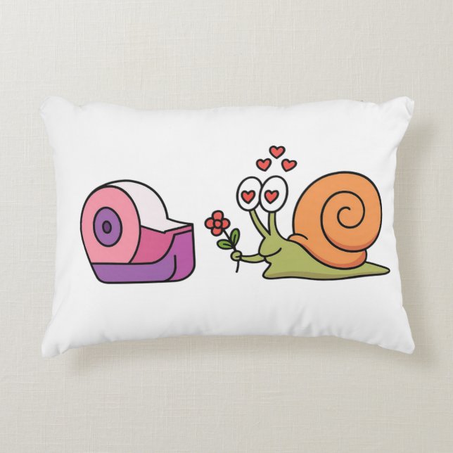 Love Snail & Tape – Cute Funny Sticker Accent Kussen (Voorkant)