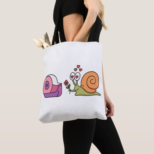 Love Snail & Tape – Cute Funny Sticker Tote Bag (Dichtbij)