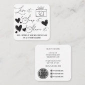Love Snap Share Camera Heart Script Etsy Business Vierkante Visitekaartje (Voorkant / Achterkant)