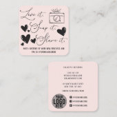 Love Snap Share Camera Heart Script Etsy Business Vierkante Visitekaartje (Voorkant / Achterkant)