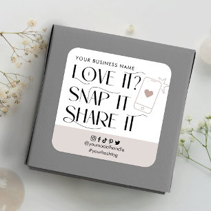 Love Snap Share Social Media Modern Font Logo Vierkante Sticker