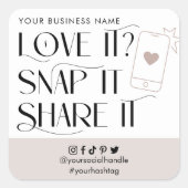 Love Snap Share Social Media Modern Font Logo Vierkante Sticker (Voorkant)