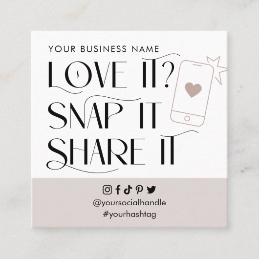 Love Snap Share Social Media Modern Font Logo Vierkante Visitekaartje (Voorkant)